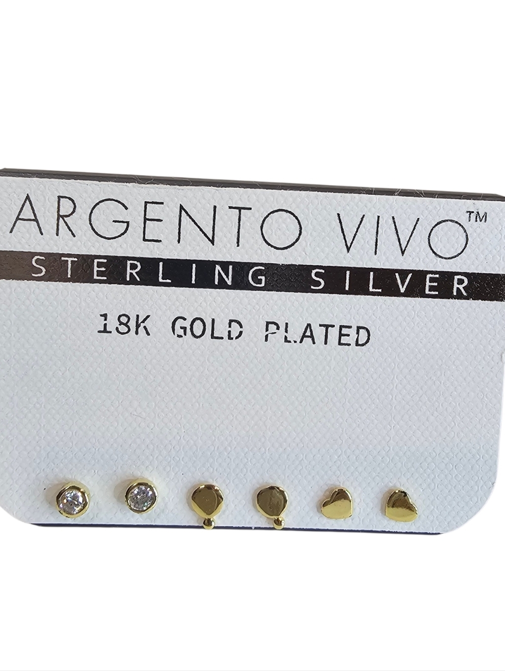 Argento Vivo Gold and Clear Crystal 3-Pair Stud Earring Set